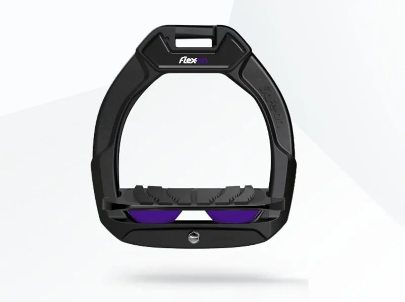 Junior Safe On Stirrups Inclined Grip Black Frame Purple Elastomers Black Branch